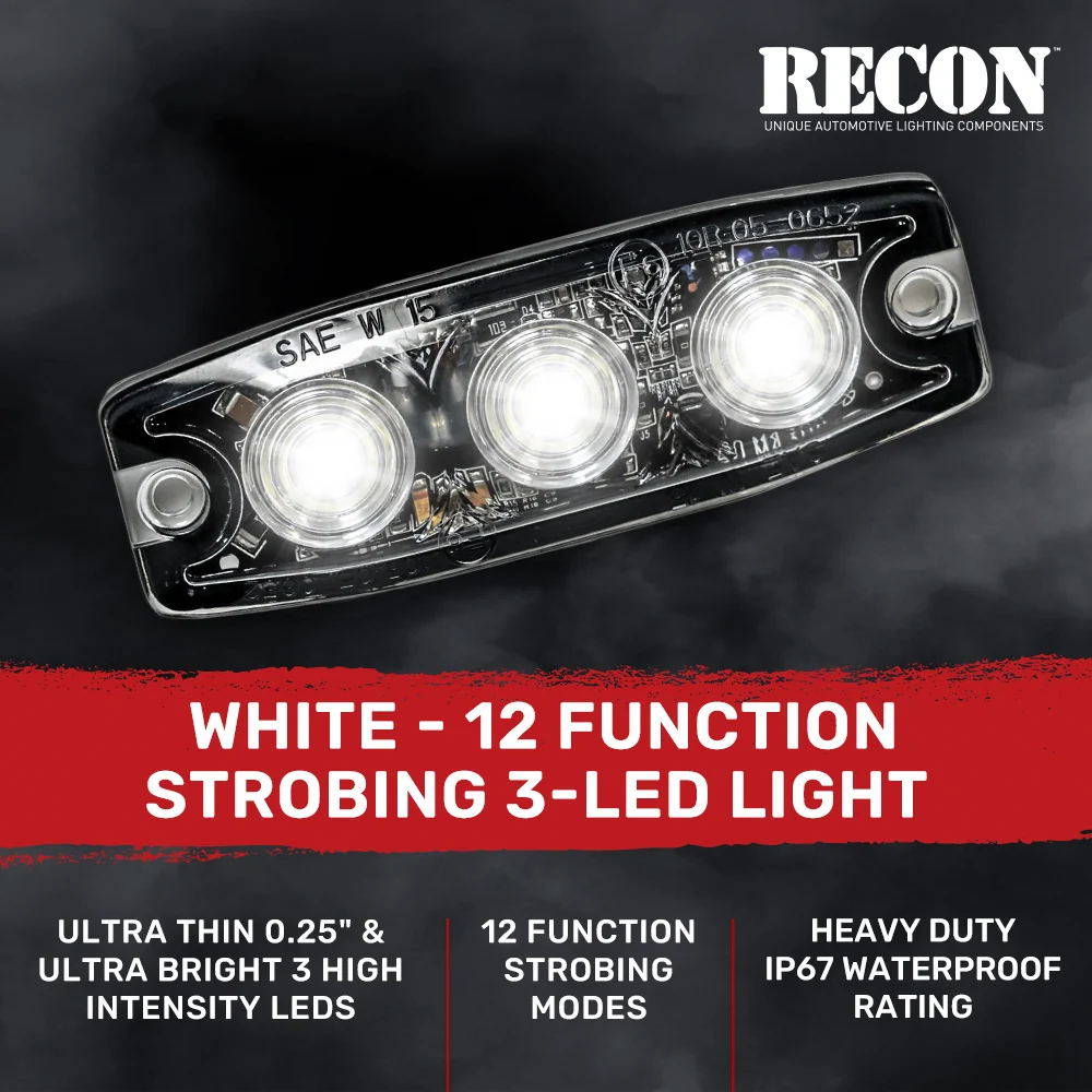 Universal 3-LED 12 Function 3.5" Ultra-Thin 0.25" Emergency Flashing Strobe Light - Multiple Colors - Image 7
