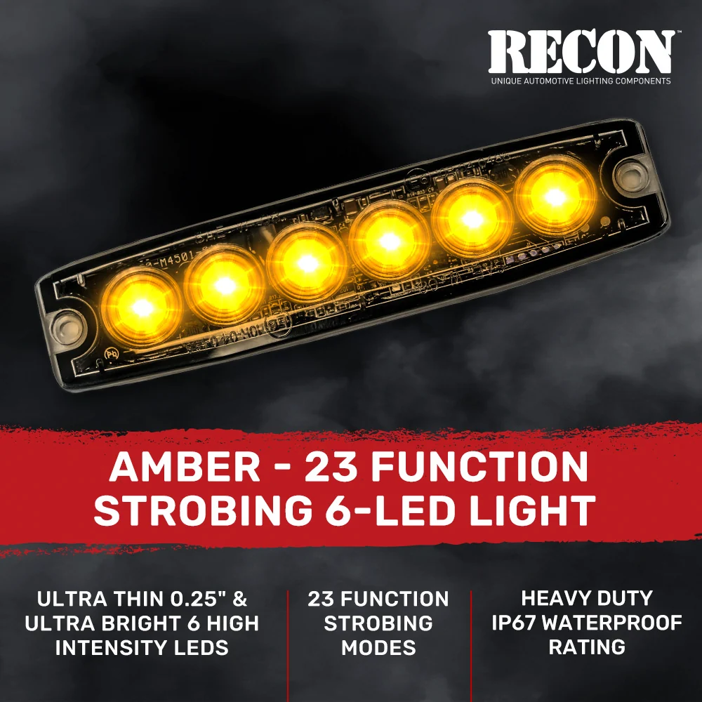 Universal 6-LED 23 Function 5.25" Ultra-Thin 0.25" Emergency Flashing Strobe Light - Multiple Colors - Image 6