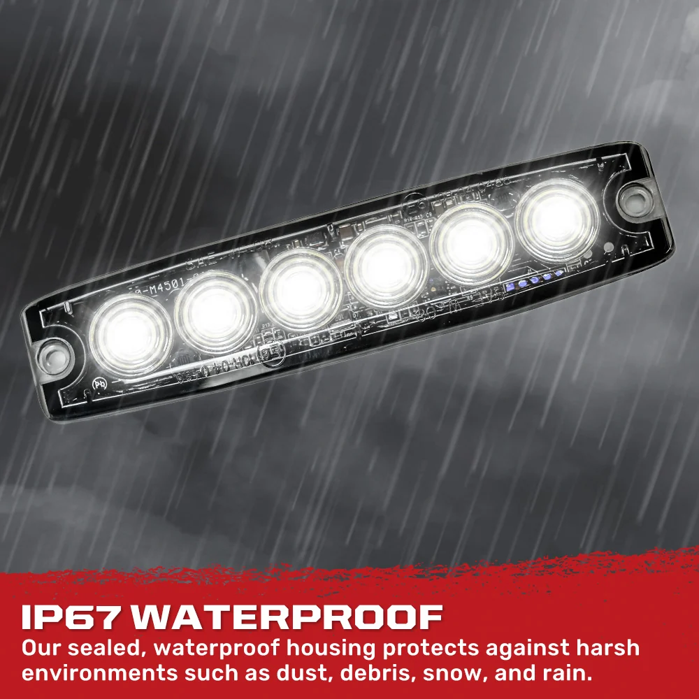 Universal 6-LED 23 Function 5.25" Ultra-Thin 0.25" Emergency Flashing Strobe Light - Multiple Colors - Image 7