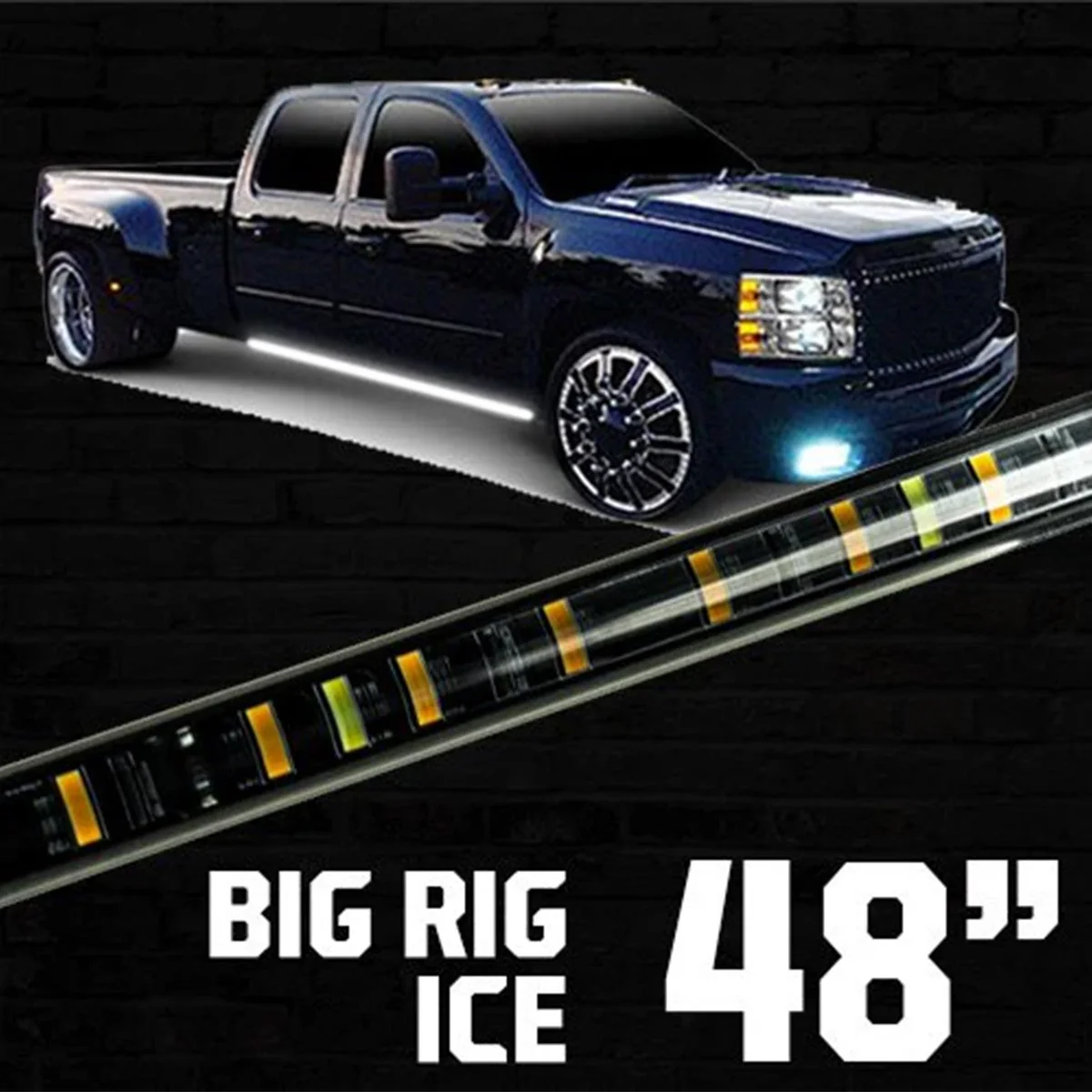 "Big Rig Ice" Side Mounted High Power LED Light Bar Kit Amber Running Lights & Turn Signals w/ White Courtesy Lights - Multiple Sizes - Image 6