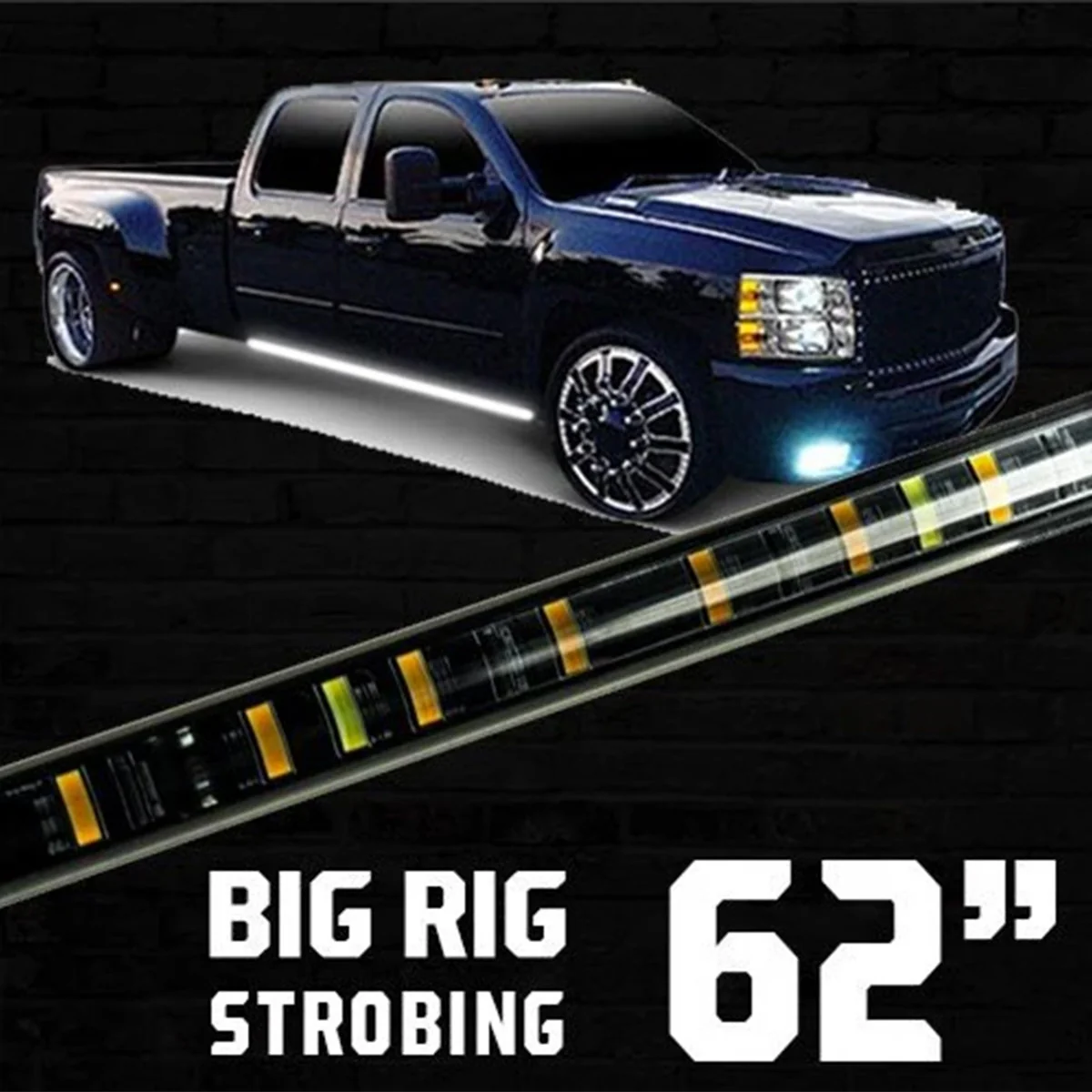 "Big Rig" Strobing Side Mounted High Power LED Light Bars User Selectable Control Amber or White - Multiple Sizes - Image 5