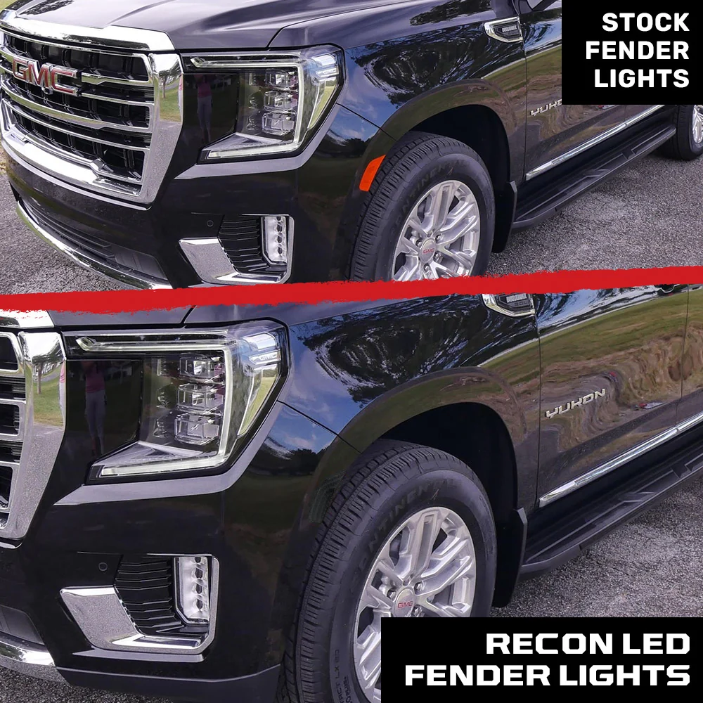 Cadillac 21-24 Escalade & GMC 21-24 Yukon/Yukon XL/Yukon Denali (5th Gen) & 21-24 Chevy Tahoe/Suburban (5th GEN) LED Front Fender Lens White or Amber LEDs - Smoked or Clear Lens - Image 12