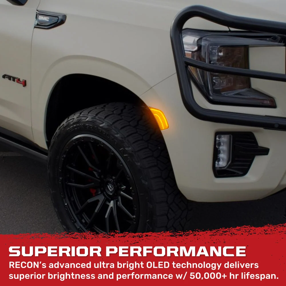 Cadillac 21-24 Escalade & GMC 21-24 Yukon/Yukon XL/Yukon Denali (5th Gen) & 21-24 Chevy Tahoe/Suburban (5th GEN) LED Front Fender Lens White or Amber LEDs - Smoked or Clear Lens - Image 21