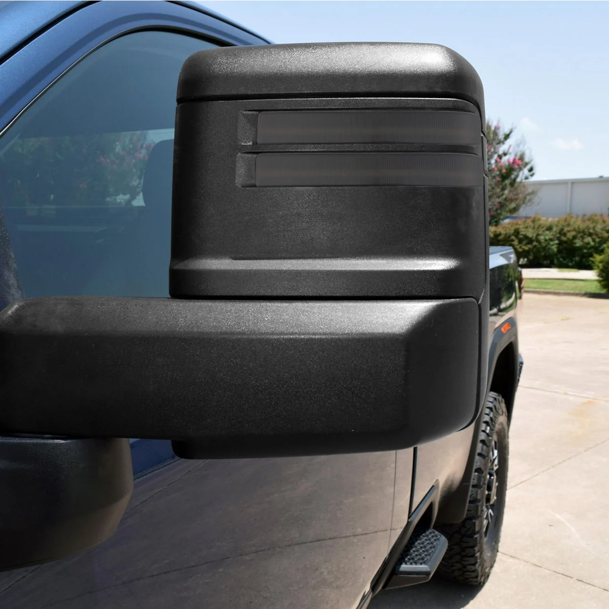 Chevy/GMC 20-25 Silverado & Sierra Side Mirror LED Lenses White or Amber DRL & Scanning Amber Turn Signals - Smoked Lens - Image 4