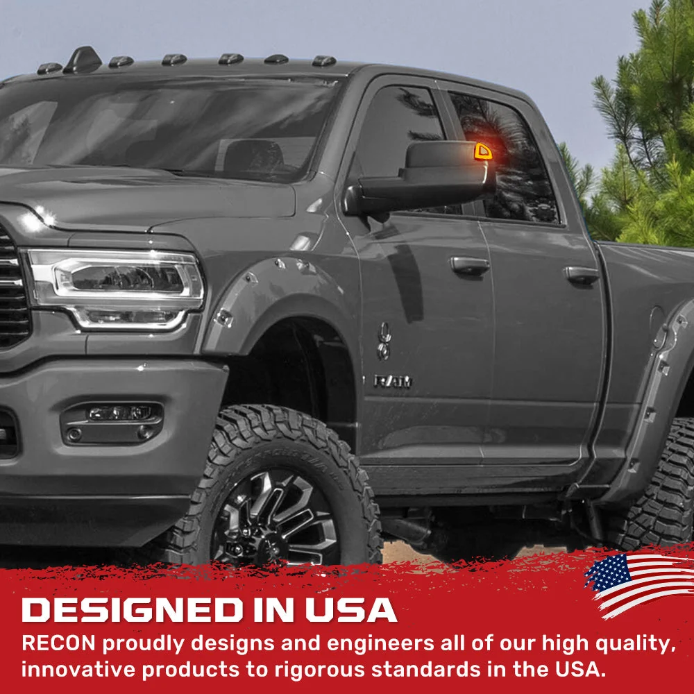 Dodge 19-22 RAM 2500/3500 Corner Side Tow Mirror Turn Signal & Running Light (2-Piece Set) with Amber LED Turn Signals & White LED Running Lights - Smoked Lens - Image 6