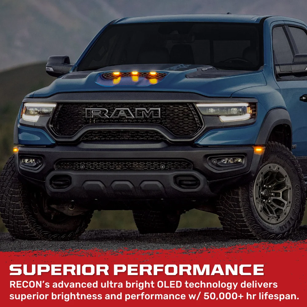 Dodge 21-25 RAM 1500 TRX 7-PC Fender & Hood Light Kit Smoked Lens White or Amber LED Running Lights w/ Startup Light Sequence - Multiple Options - Image 20