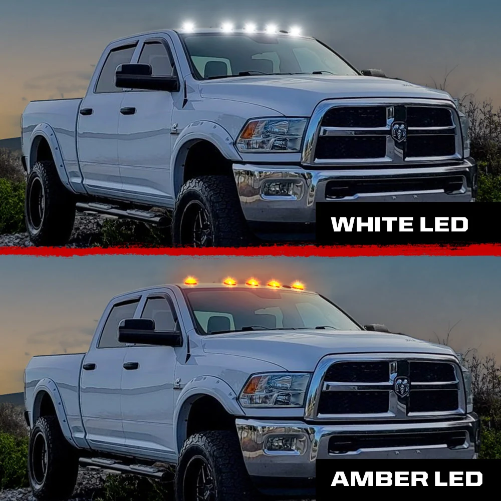 Dodge RAM 03-18 Heavy-Duty 2500/3500 5-Piece Cab Roof Light Kit Strobe LED White & Amber - Multiple Lens - Image 12