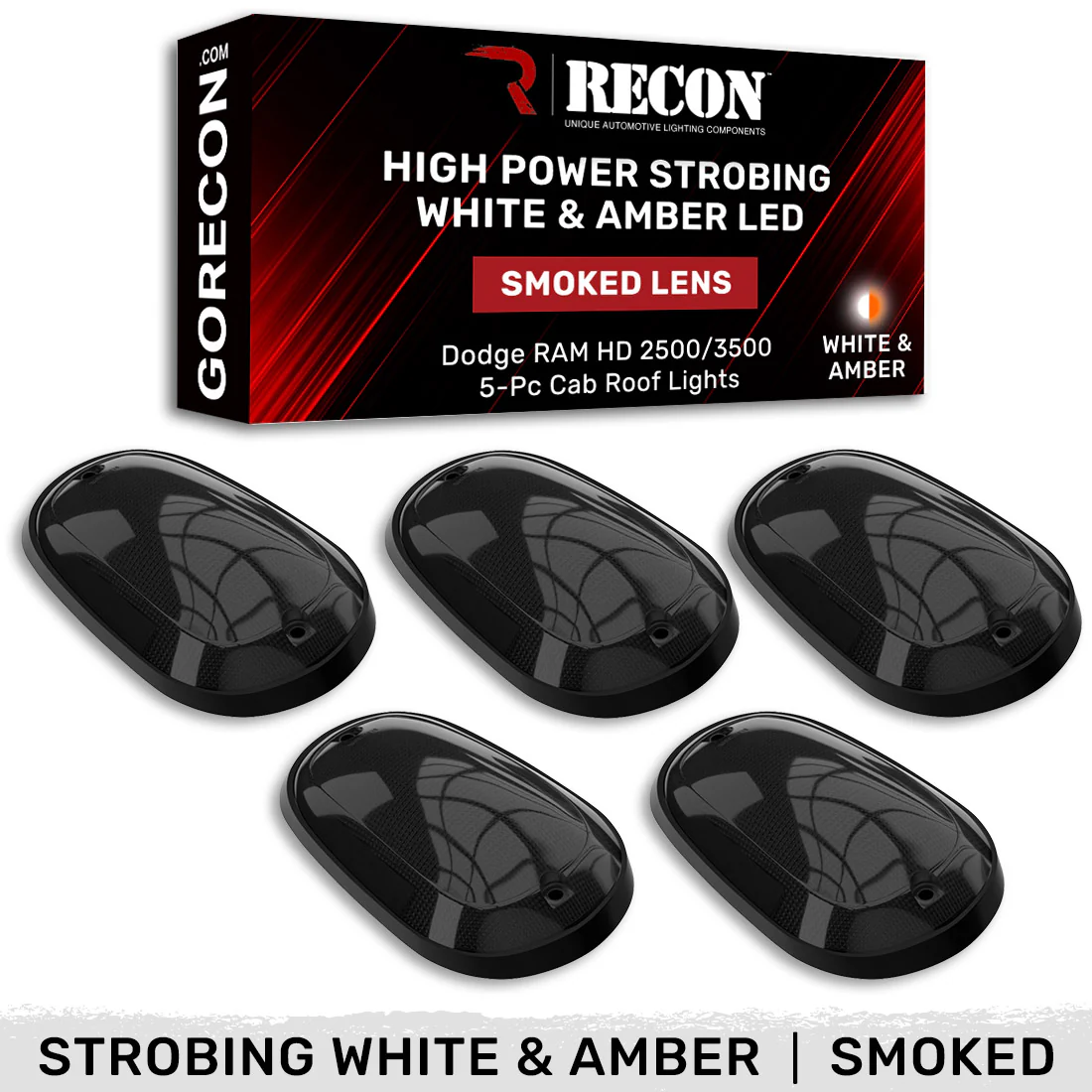 Dodge RAM 03-18 Heavy-Duty 2500/3500 5-Piece Cab Roof Light Kit Strobe LED White & Amber - Multiple Lens - Image 21