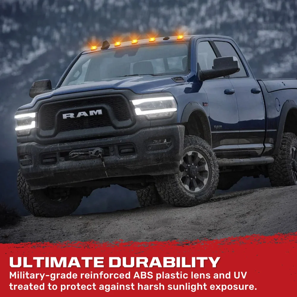 Dodge RAM 03-18 Heavy-Duty 2500/3500 5-Piece Cab Roof Light Kit Strobe LED White & Amber - Multiple Lens - Image 29