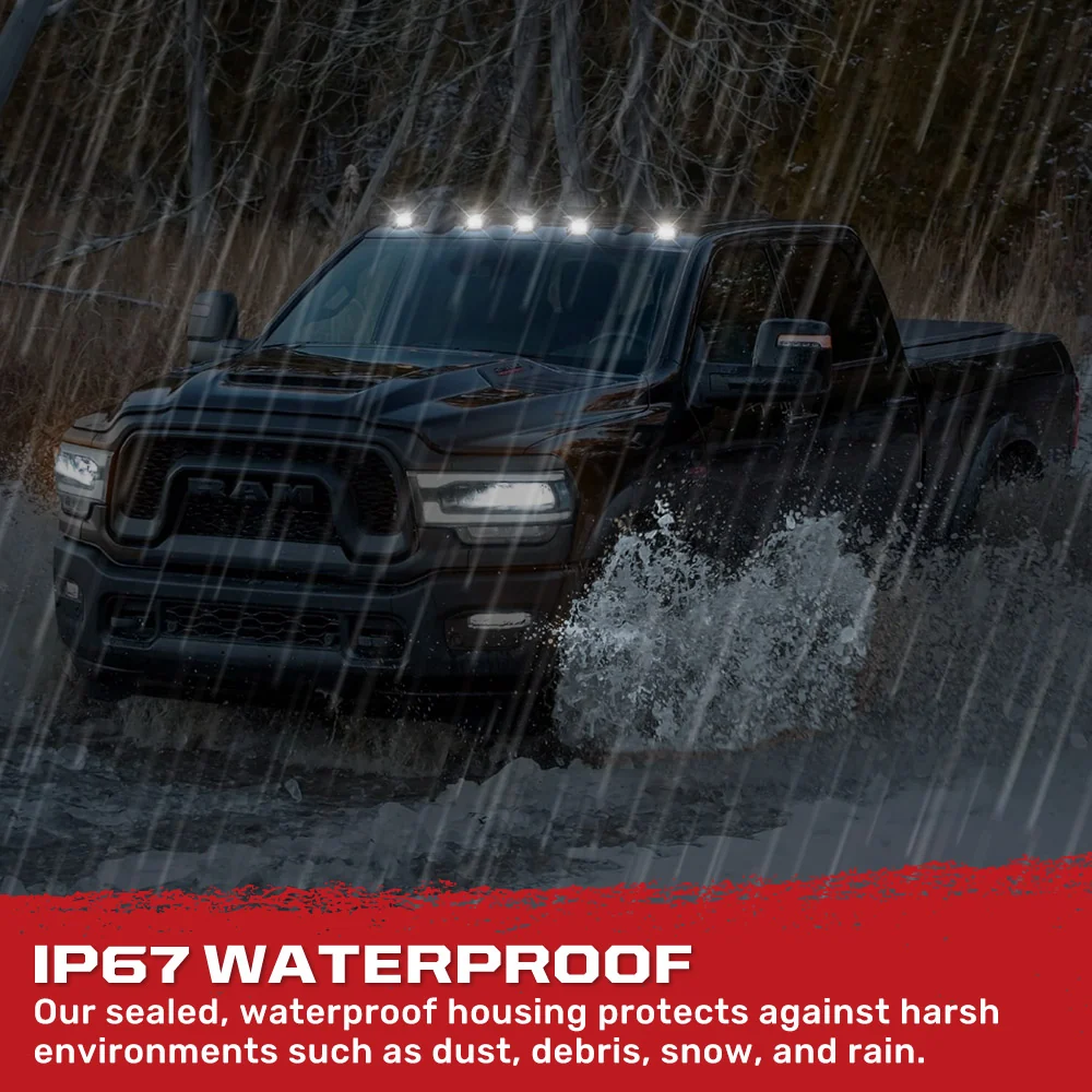 Dodge RAM 03-18 Heavy-Duty 2500/3500 5-Piece Cab Roof Light Kit Strobe LED White & Amber - Multiple Lens - Image 33