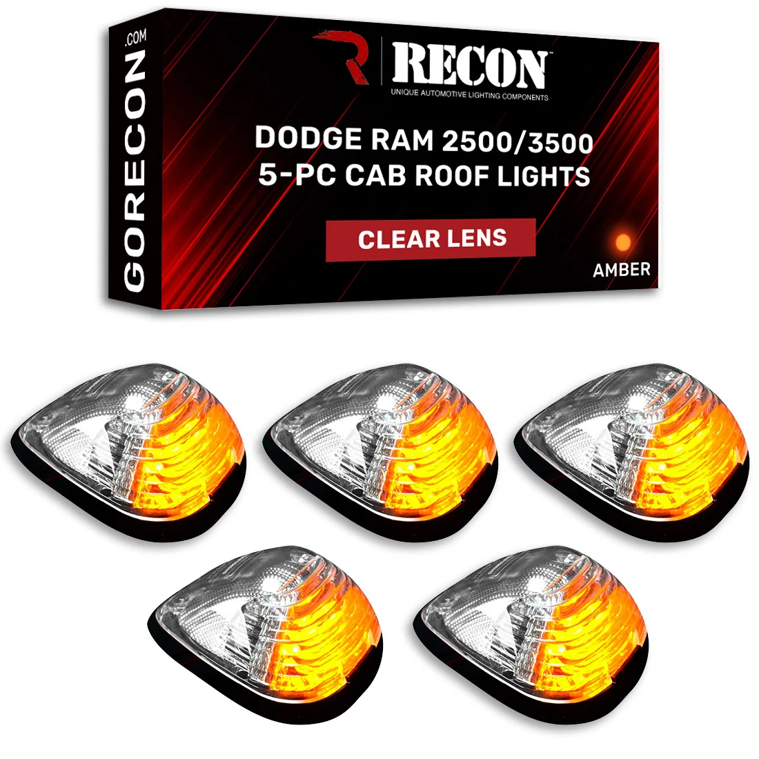 Dodge RAM 2500/3500 94-98 5-Piece Cab Roof Light Set Amber LED 194 Bulbs - Multiple Lens - Image 19