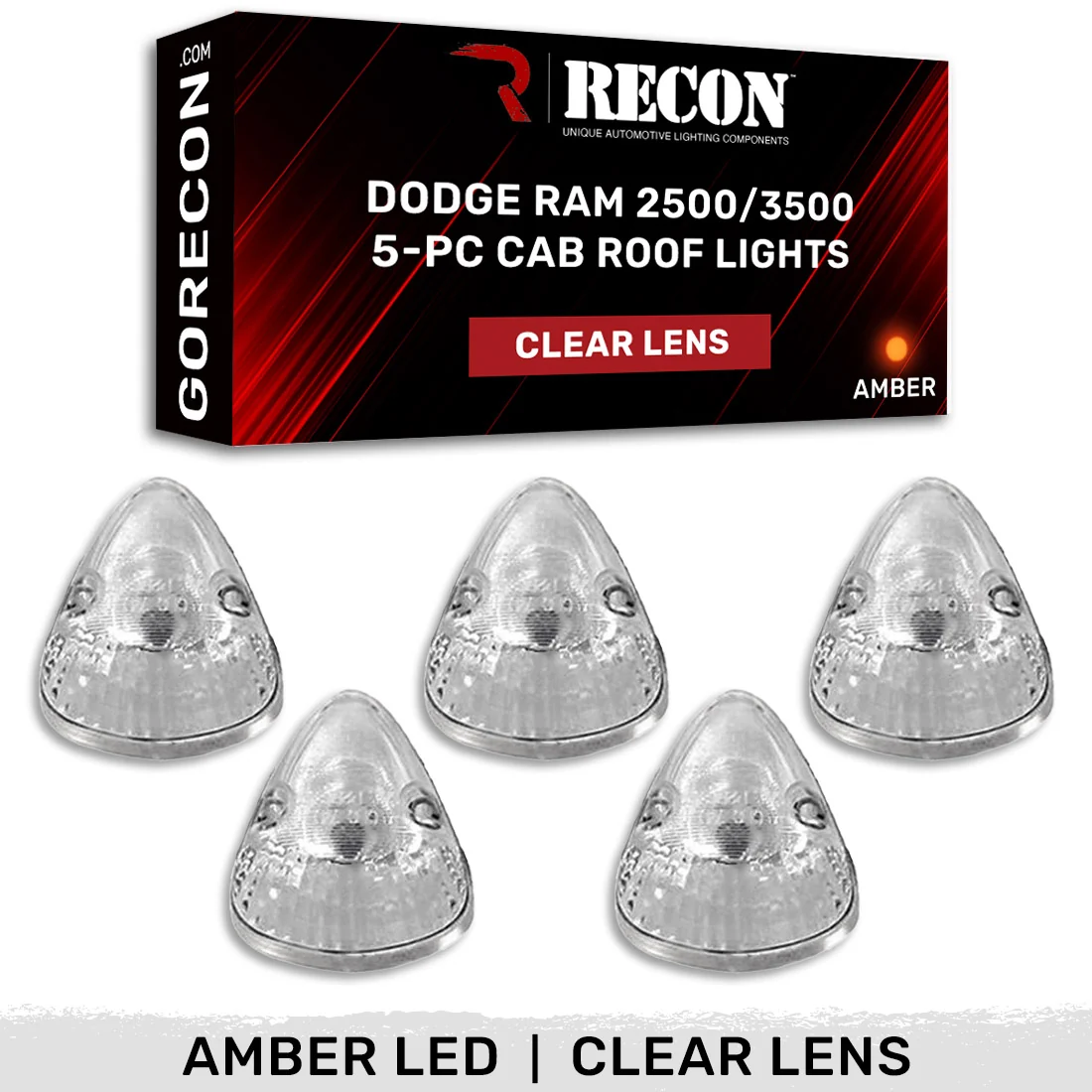 Dodge RAM 2500/3500 94-98 5-Piece Cab Roof Light Set Amber LED 194 Bulbs - Multiple Lens - Image 23