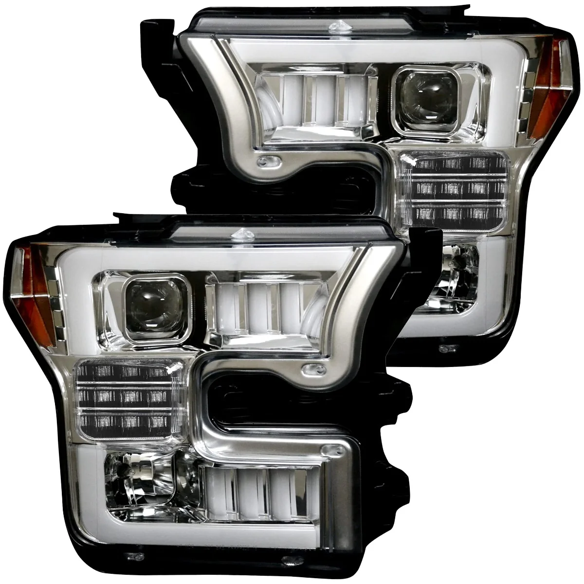 Ford F150 15-17 LED Projector Headlights w/ Ultra High Power Smooth White OLED DRL w/ Scanning Amber Turn Signals (Replaces OEM LED Headlights) - Multiple Styles - Image 15