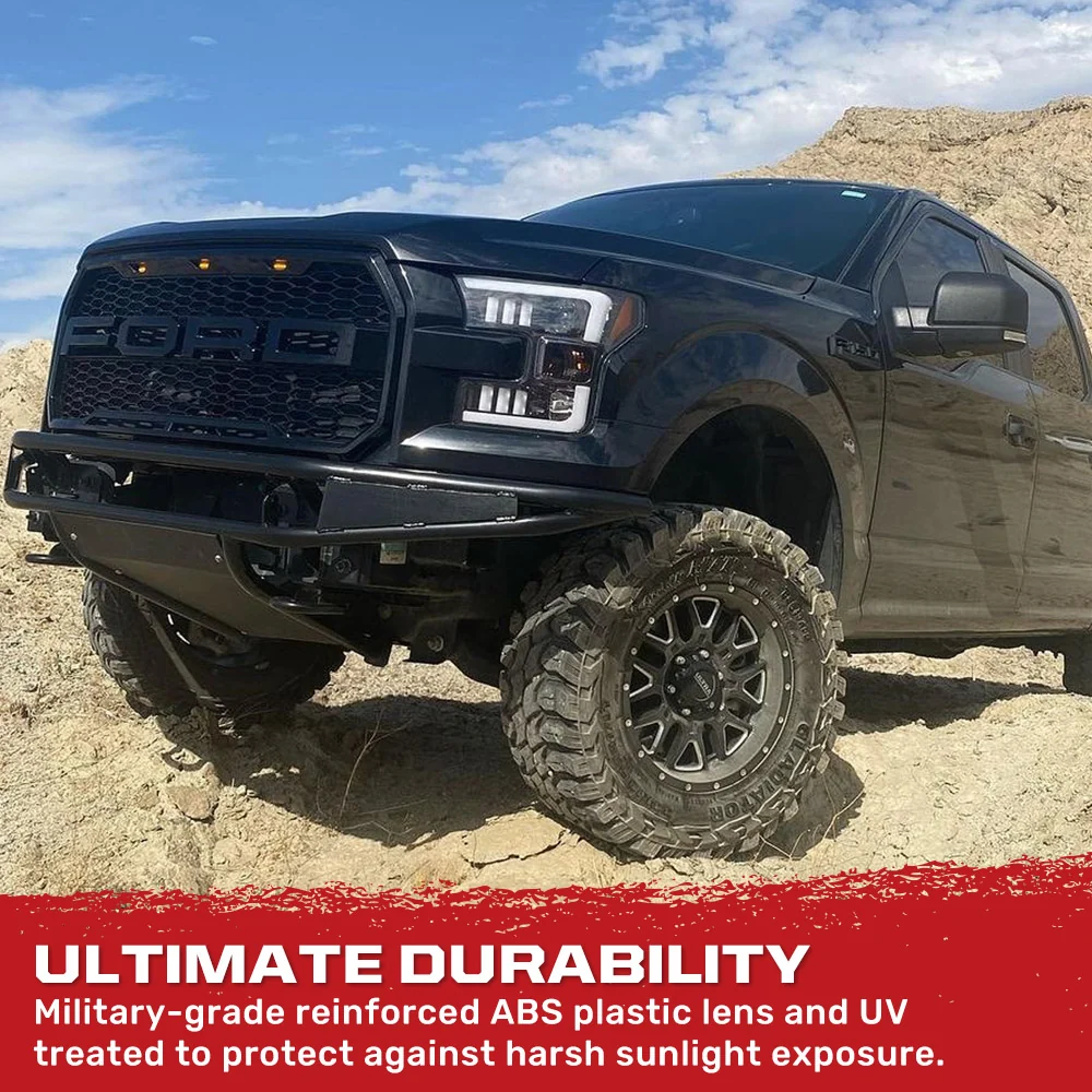 Ford F150 15-17 Projector Headlights Ultra High Power Smooth White OLED DRL (Replaces OEM Halogen Headlights) - Multiple Styles - Image 17