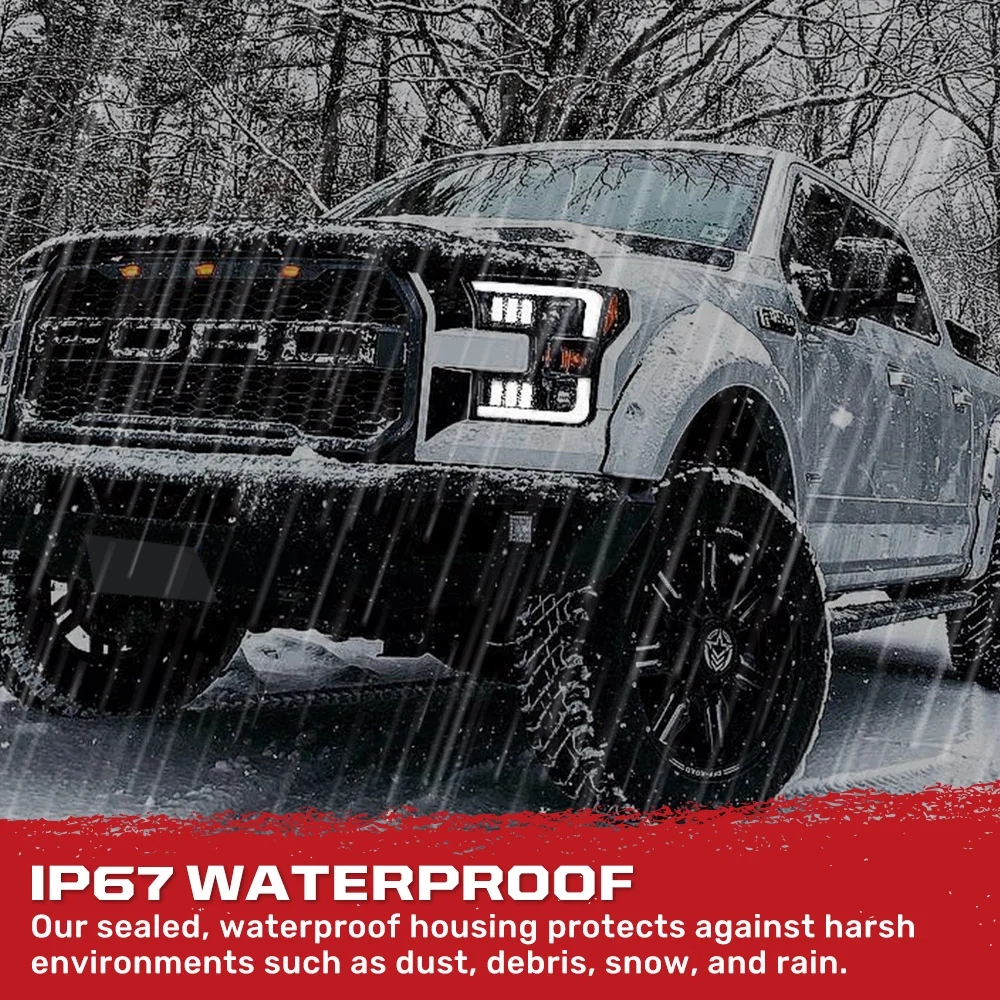 Ford F150 15-17 Projector Headlights Ultra High Power Smooth White OLED DRL (Replaces OEM Halogen Headlights) - Multiple Styles - Image 19