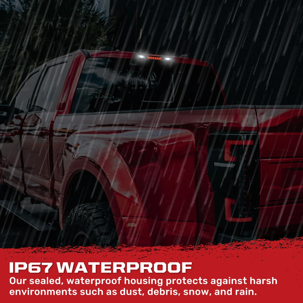 Ford F150 15-25 Ultra High Power Red LED 3rd Brake Light Kit w/ CREE XML White LED Cargo Lights (ATTN: DOES NOT FIT Models with Cargo Bed Camera in OEM 3rd Brake Light) - Smoked Lens - Image 5