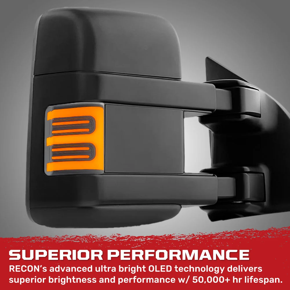 Ford 08-16 Super Duty F250/F350 Side Mirror Lenses (2-Piece Set) Ultra High Power White or Amber Running Lights & Scanning Amber Turn Signals Smoked or Clear Lens - Image 32