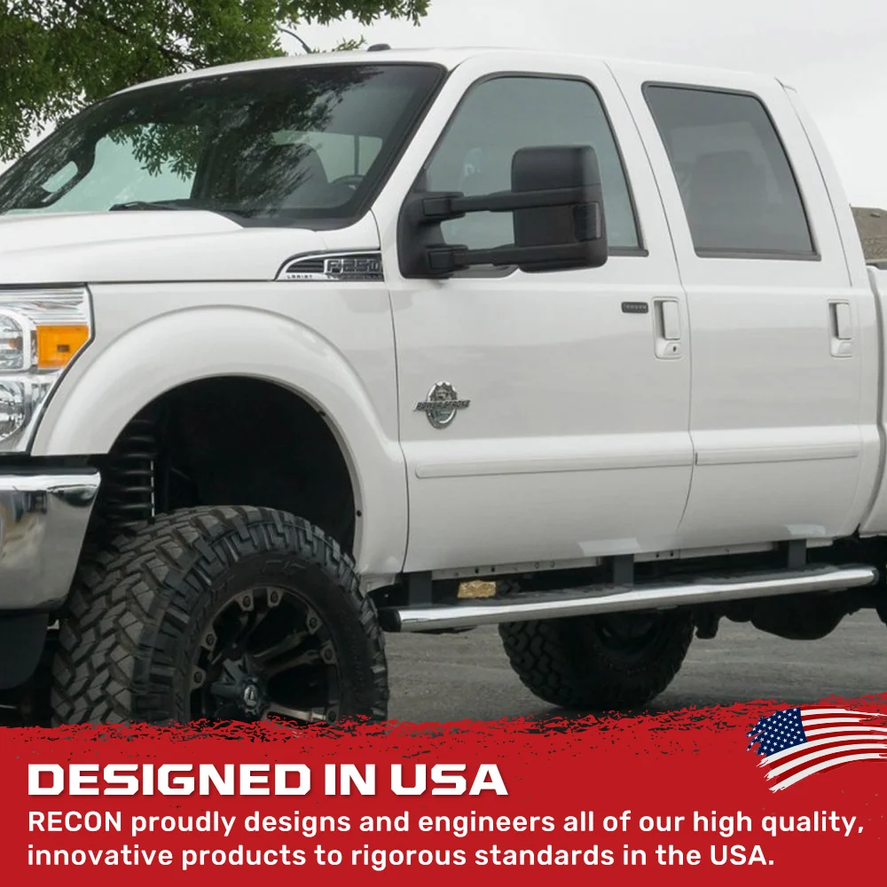 Ford 08-16 Super Duty F250/F350 Side Mirror Lenses (2-Piece Set) Ultra High Power White or Amber Running Lights & Scanning Amber Turn Signals Smoked or Clear Lens - Image 5