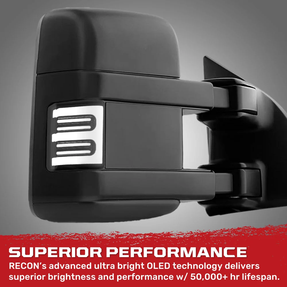 Ford 08-16 Super Duty F250/F350 Side Mirror Lenses (2-Piece Set) Ultra High Power White or Amber Running Lights & Scanning Amber Turn Signals Smoked or Clear Lens - Image 7