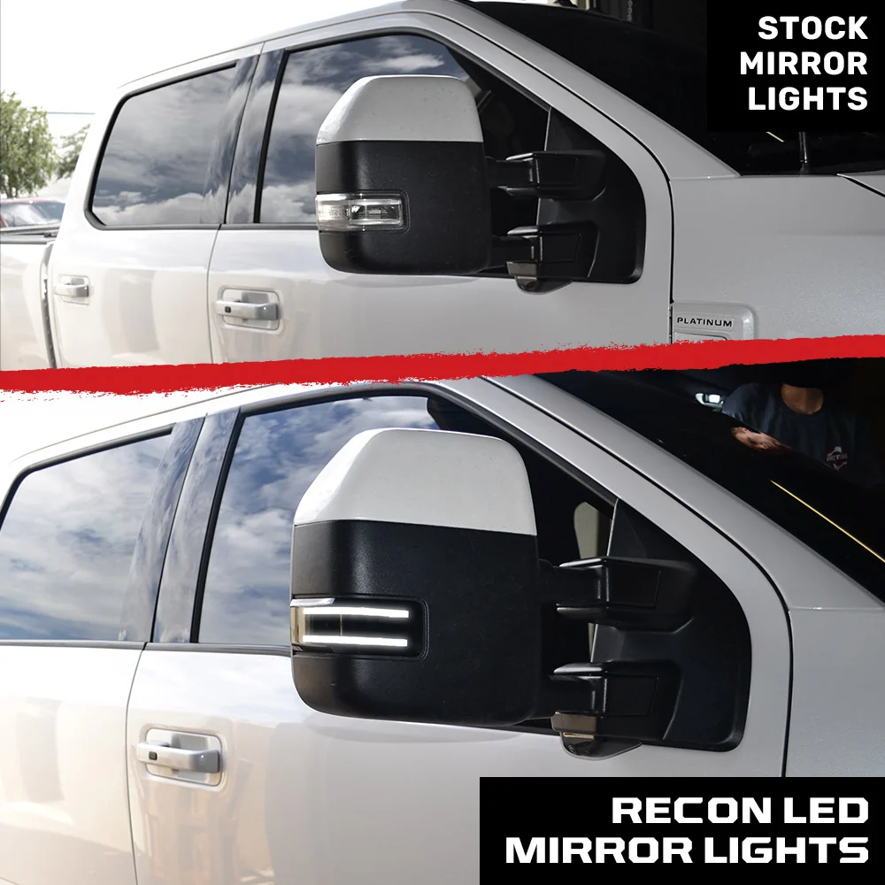 Ford 17-22 Super Duty Scanning LED Side Mirror Lenses - Smoked Lens - Image 3