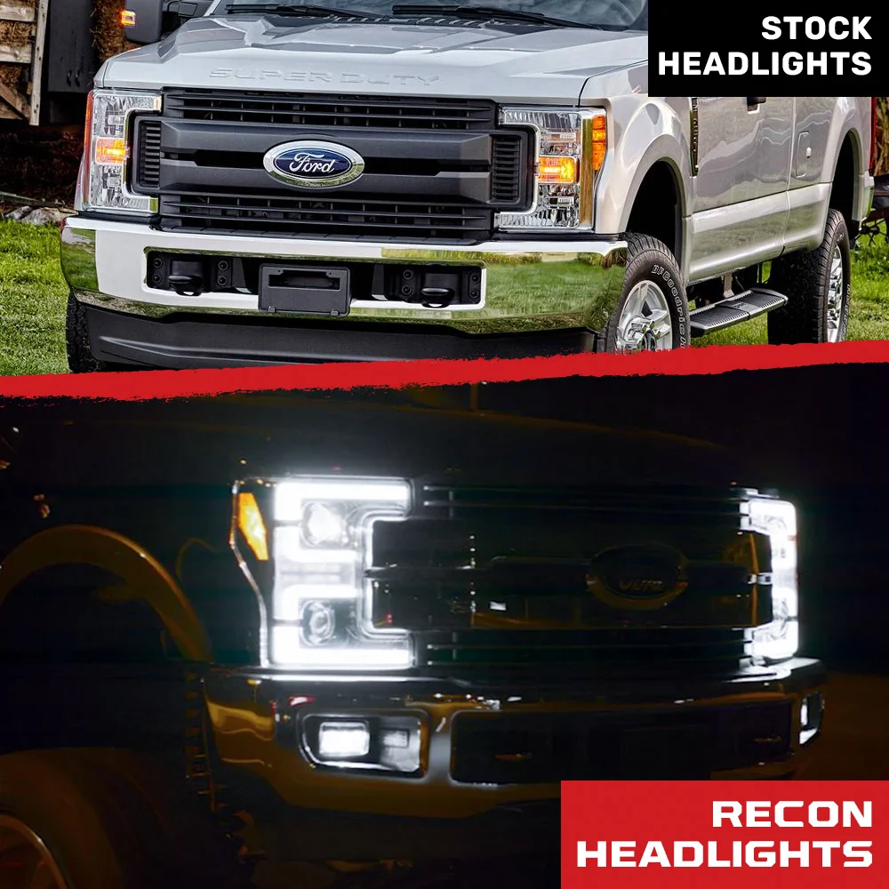 Ford Super Duty 17-19 Projector Headlights White OLED DRL, Scanning Amber LED Turn Signals - Multiple Styles - Image 8
