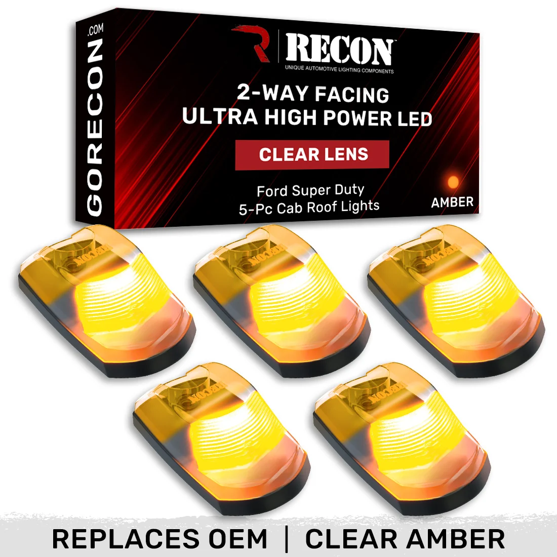 Ford Super Duty 17-22 5-PC Cab Roof Light Set 2-Way Front & Rear Facing Ultra High-Power LEDs (Replaces Factory/OEM Cab Lights Only) - Multiple Options - Image 53