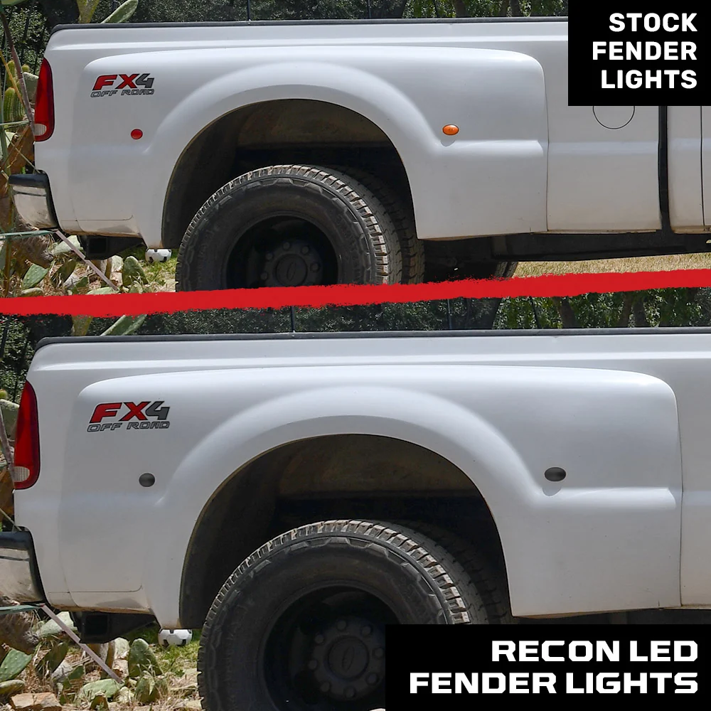 Ford Super Duty 99-10 Amber & Red Fender LED Lights (4-Piece Set) Smoked or Clear Lens - Image 10
