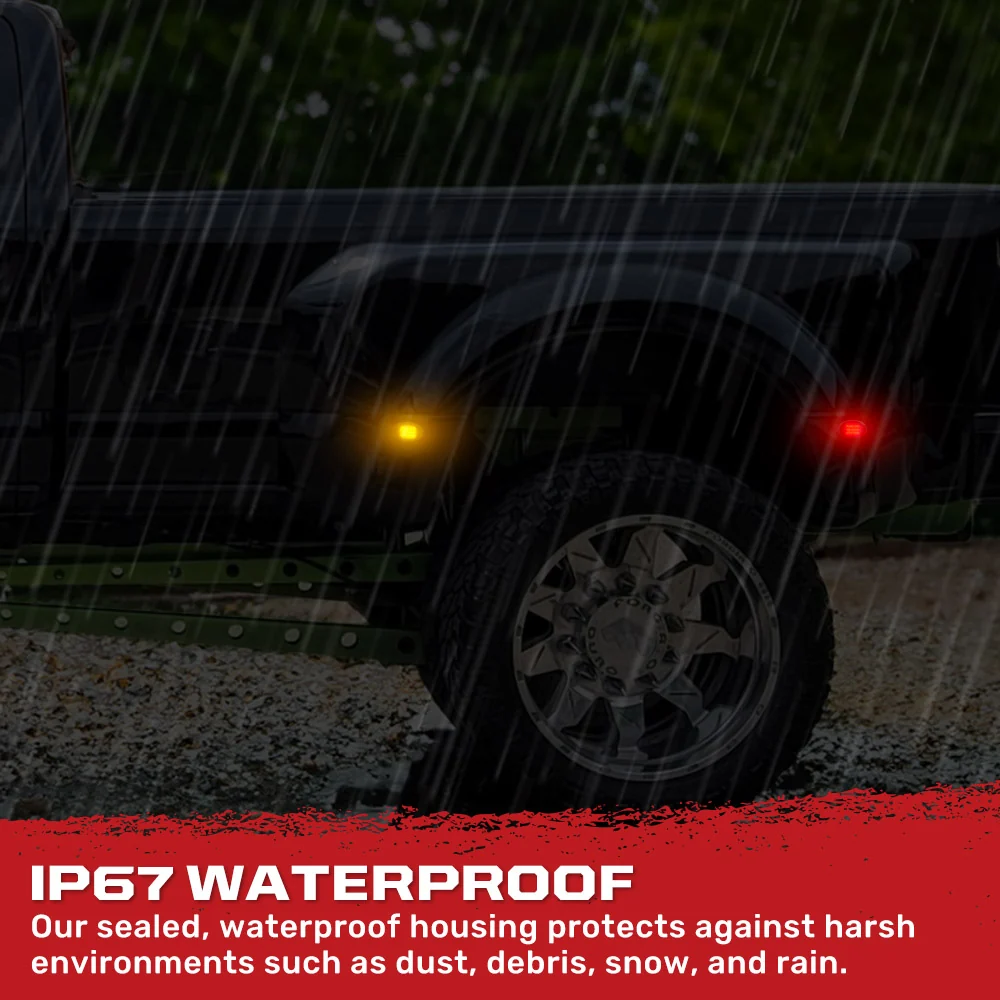 Ford Super Duty 99-10 Amber & Red Fender LED Lights (4-Piece Set) Smoked or Clear Lens - Image 6