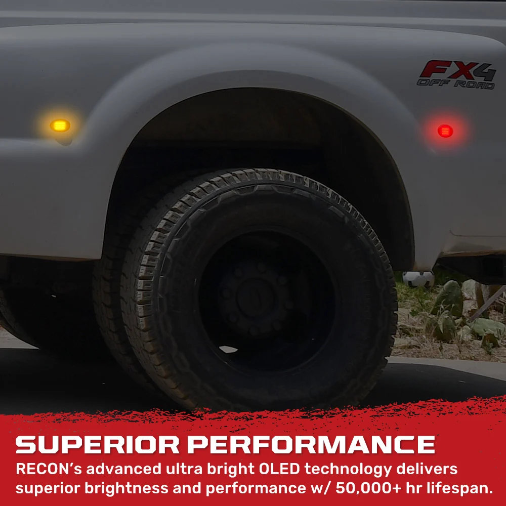 Ford Super Duty 99-10 Amber & Red Fender LED Lights (4-Piece Set) Smoked or Clear Lens - Image 9