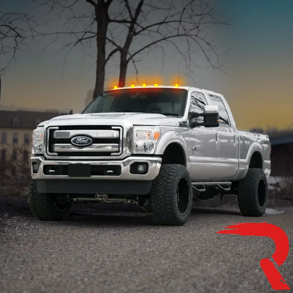 Ford Super Duty 99-16 5 Piece Cab Lights Amber Xenon Bulbs with Clear Lens - (Attn: This cab light kit replaces OEM factory installed Ford 99-16 cab roof light lenses) - Image 6
