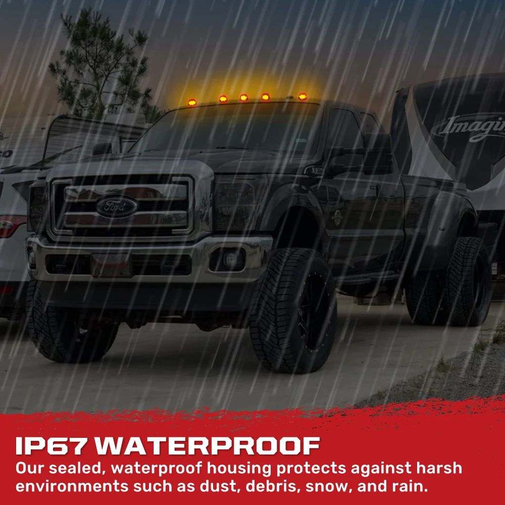 Ford Super Duty 99-16 5-Piece Cab Light Kit Strobe LED in White & Amber - Multiple Lens - Image 29
