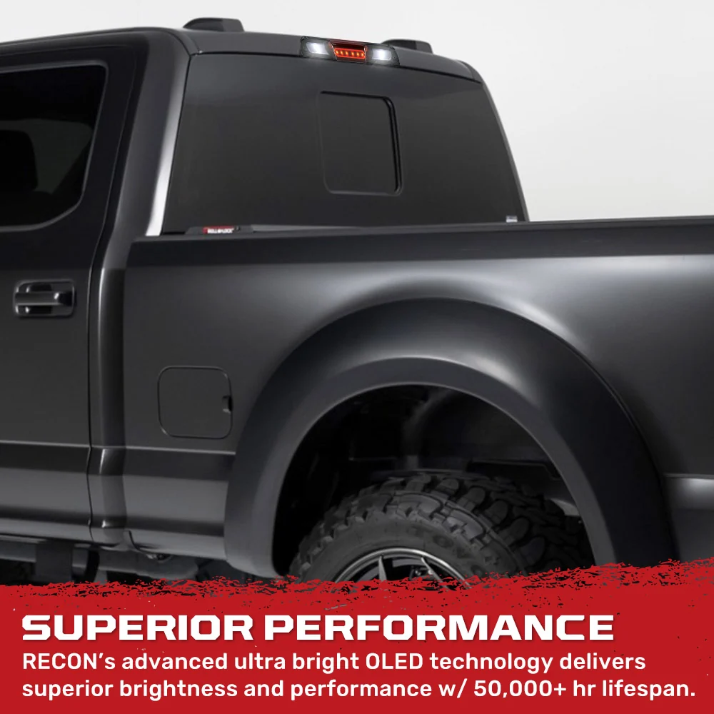 Ford Super Duty 17-25 Ultra High Power Red LED 3rd Brake Light Kit w/ CREE XML White LED Cargo Lights (ATTN: DOES NOT FIT Models with Cargo Bed Camera in OEM 3rd Brake Light) - Smoked Lens - Image 4