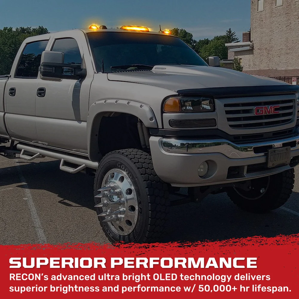 GMC & Chevy 02-07 3-Piece Cab Roof Light Kit Strobe LED White & Amber - Multiple Lens - Image 13