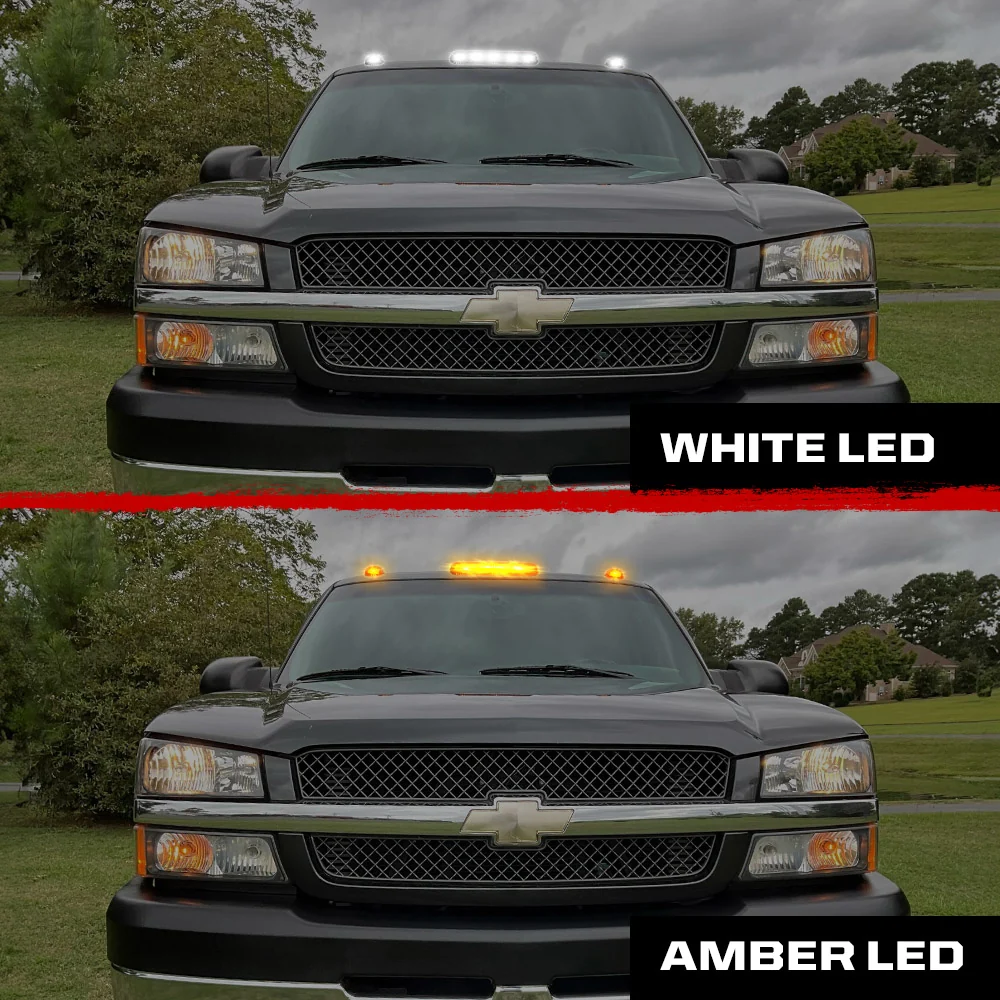 GMC & Chevy 02-07 3-Piece Cab Roof Light Kit Strobe LED White & Amber - Multiple Lens - Image 17