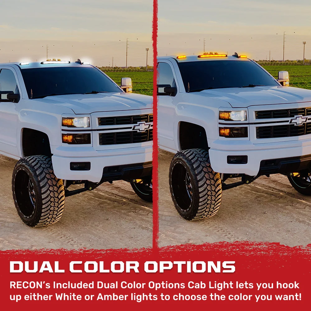 GMC & Chevy 07-14 Heavy-Duty 3-Piece Cab Roof Lights Kit Ultra-High Power Dual-Color (Amber or White) LED Function - Multiple Lens - Image 5