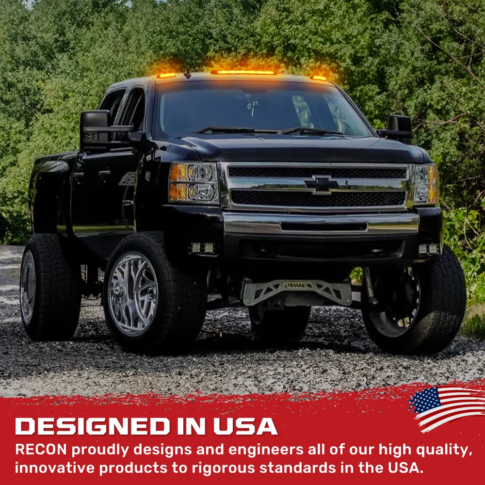 GMC & Chevy 07-14 Heavy-Duty 3-Piece Cab Roof Lights Kit Ultra-High Power Dual-Color (Amber or White) LED Function - Multiple Lens - Image 9