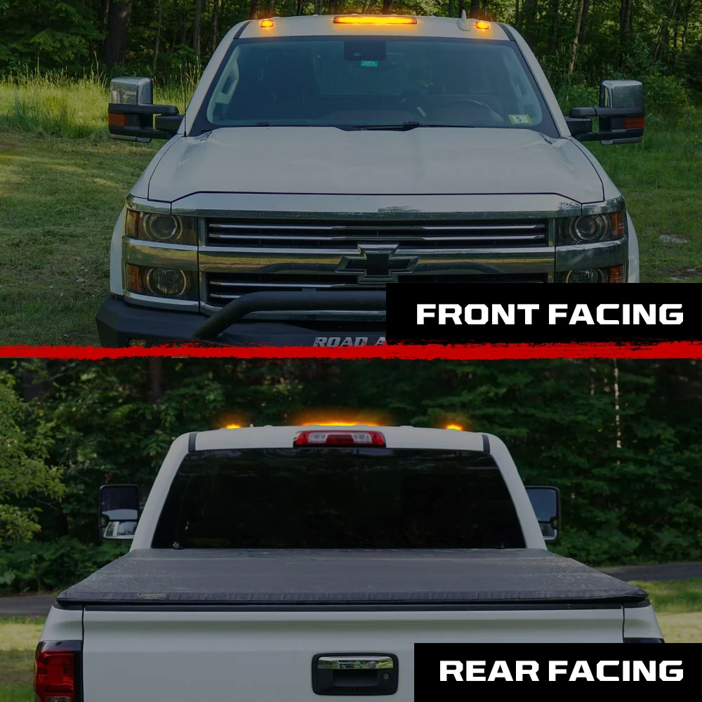 GMC & Chevy 15-19 Heavy-Duty 3 Piece Cab Roof Light Kit 2-Way Front & Rear Facing Ultra High-Power LEDs - Multiple Lens & Colors - Image 41