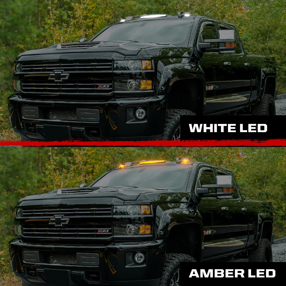 GMC & Chevy 15-19 3-Piece Cab Roof Light Kit Strobe LED White & Amber - Multiple Lens - Image 29