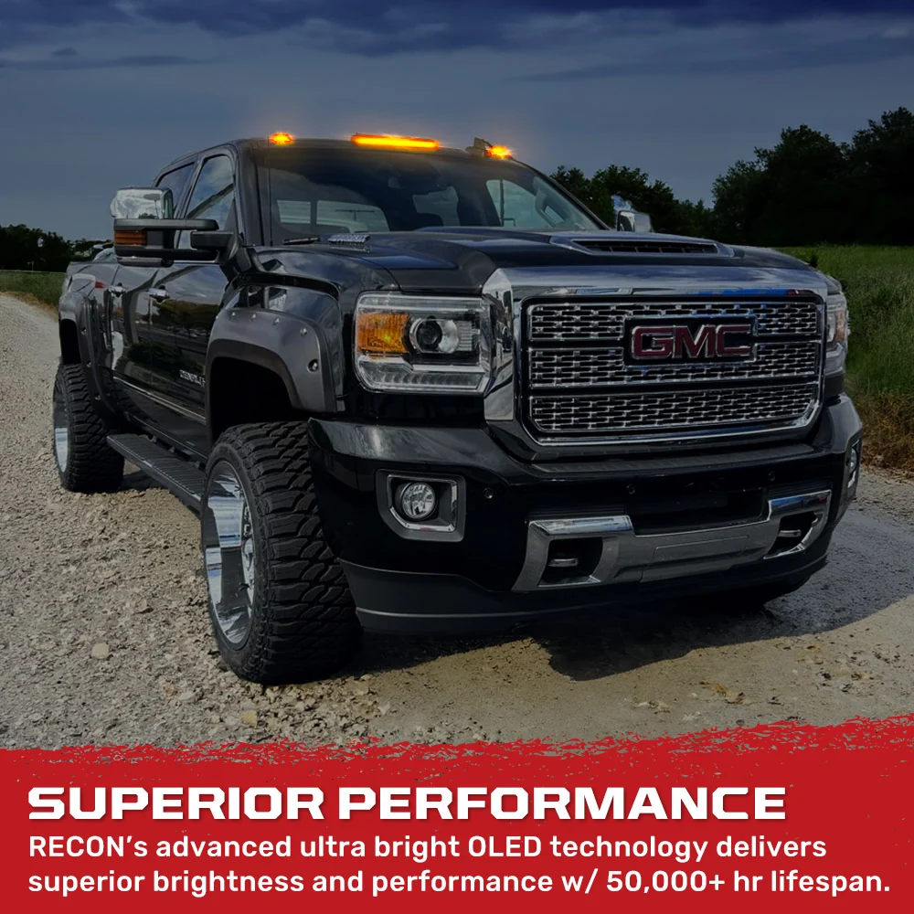 GMC & Chevy 15-19 3-Piece Cab Roof Light Kit Strobe LED White & Amber - Multiple Lens - Image 31