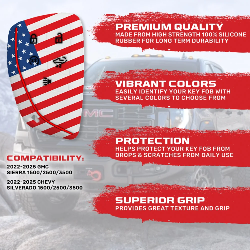 GMC & Chevy 22-25 Sierra & Silverado 1-Piece 100% Silicone Rubber Key Fob Cover - Multiple Colors - Image 49