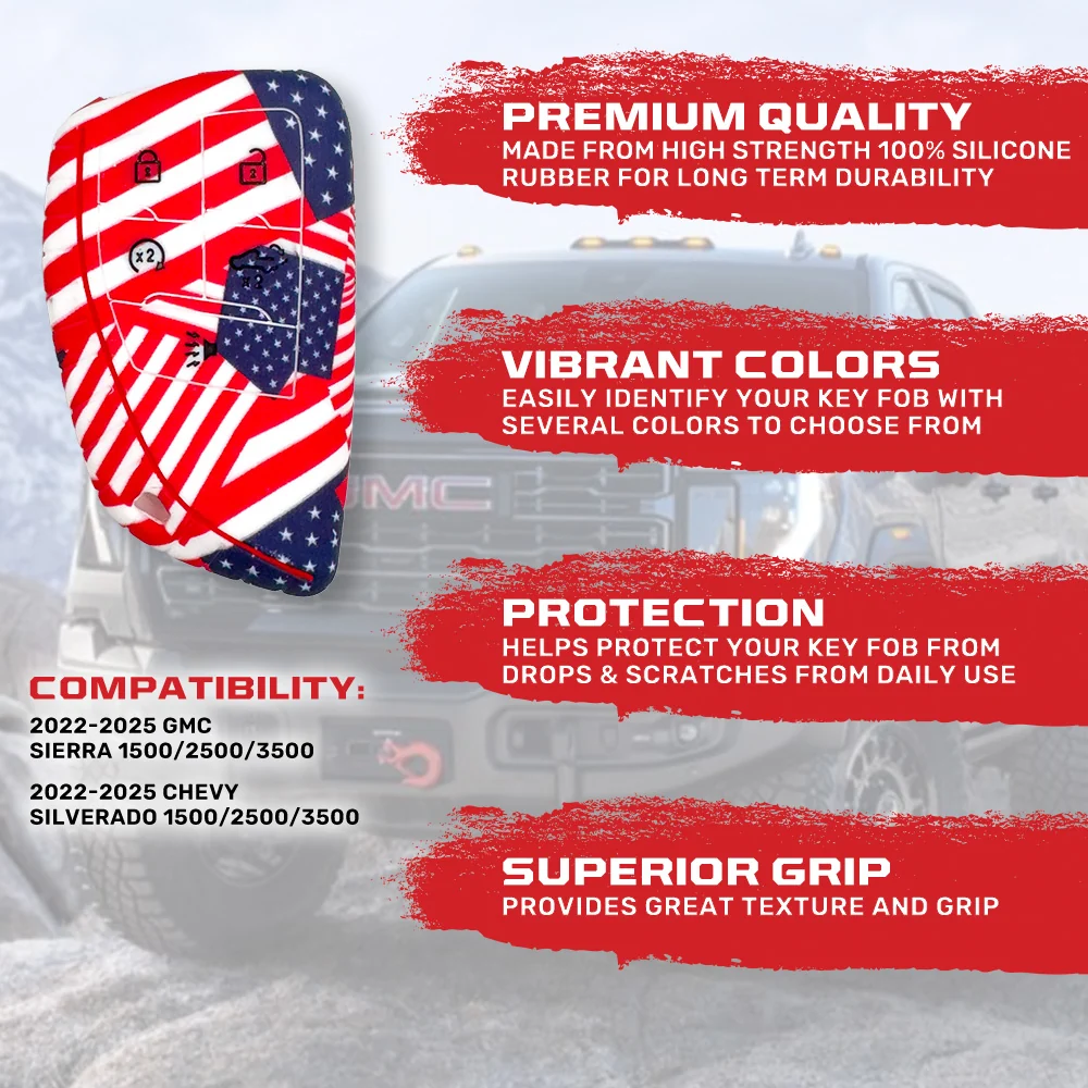 GMC & Chevy 22-25 Sierra & Silverado 1-Piece 100% Silicone Rubber Key Fob Cover - Multiple Colors - Image 53