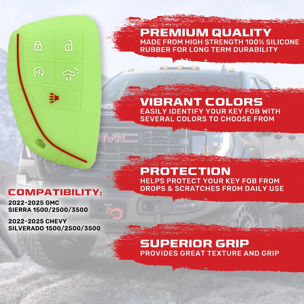 GMC & Chevy 22-25 Sierra & Silverado 1-Piece 100% Silicone Rubber Key Fob Cover - Multiple Colors - Image 75