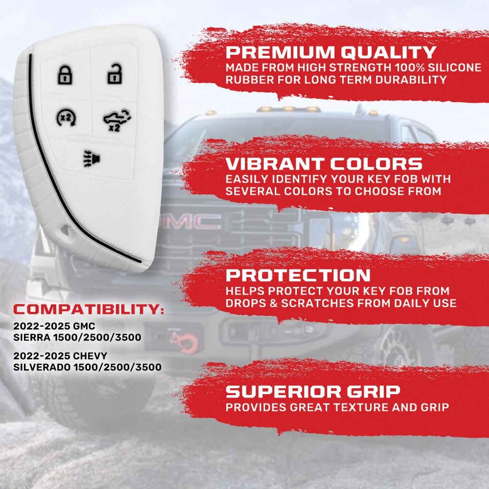 GMC & Chevy 22-25 Sierra & Silverado 1-Piece 100% Silicone Rubber Key Fob Cover - Multiple Colors - Image 9