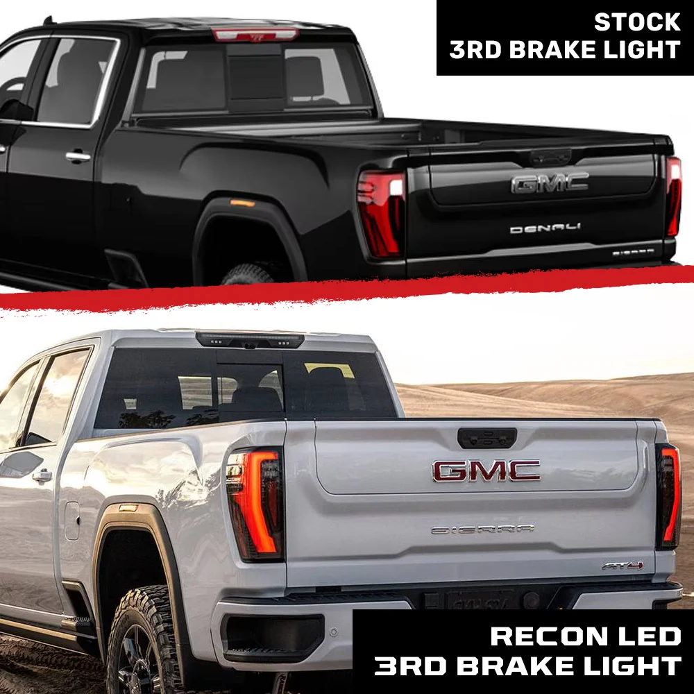 GMC Sierra 1500 19-25 & Chevy Silverado 1500 19-25 (4th GEN) - ULTRA HIGH POWER Red LED 3rd Brake Light w/ ULTRA HIGH POWER CREE XML White LED Cargo Lights (Replaces LED 3rd Brake Light with 2 Cargo Bed Cameras - Smoked Lens - Image 7