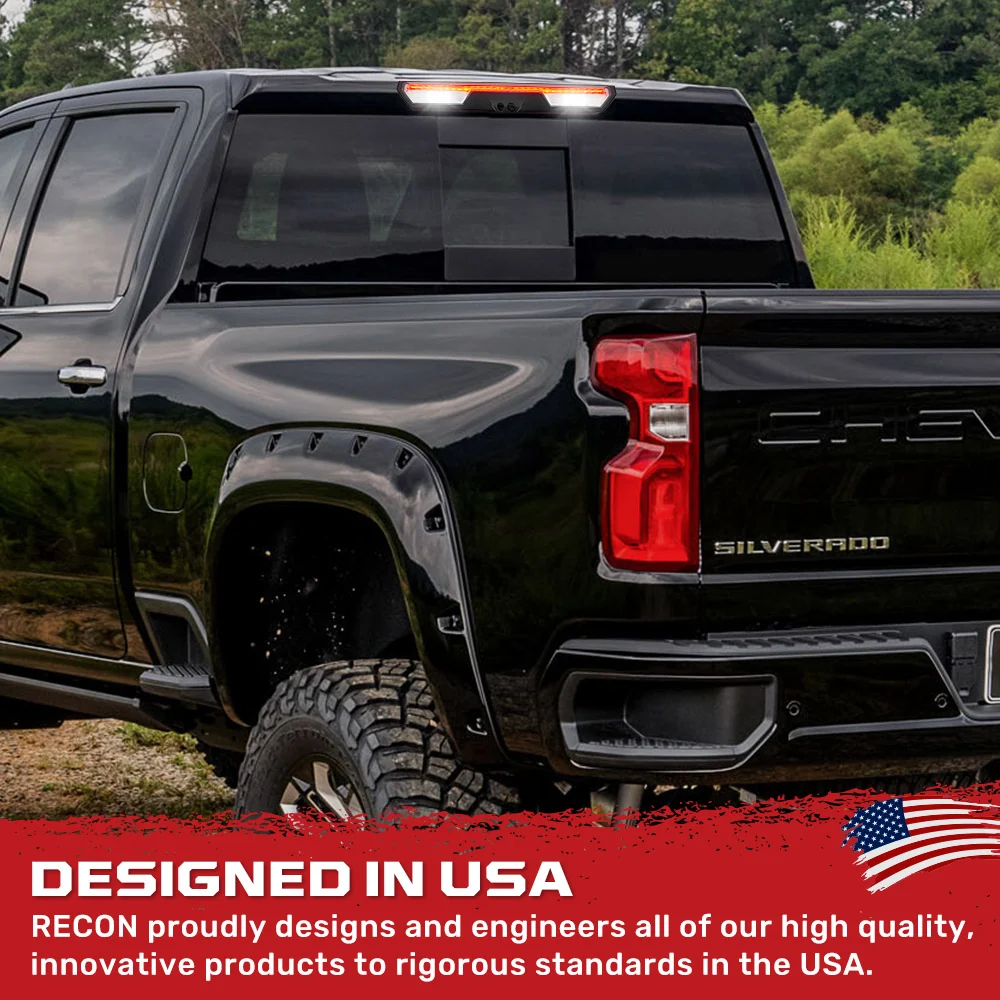 GMC Sierra 1500 19-25 & Chevy Silverado 1500 19-25 (4th GEN) - ULTRA HIGH POWER Red LED 3rd Brake Light w/ ULTRA HIGH POWER CREE XML White LED Cargo Lights (Replaces LED 3rd Brake Light with 2 Cargo Bed Cameras - Clear Lens - Image 8