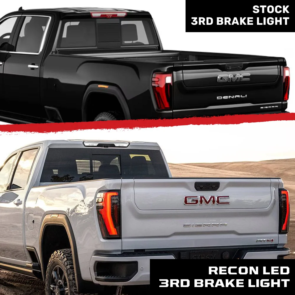 GMC Sierra 1500 19-25 & Chevy Silverado 1500 19-25 (4th GEN) - ULTRA HIGH POWER Red LED 3rd Brake Light w/ ULTRA HIGH POWER CREE XML White LED Cargo Lights (Replaces LED 3rd Brake Light with 2 Cargo Bed Cameras - Clear Lens - Image 9