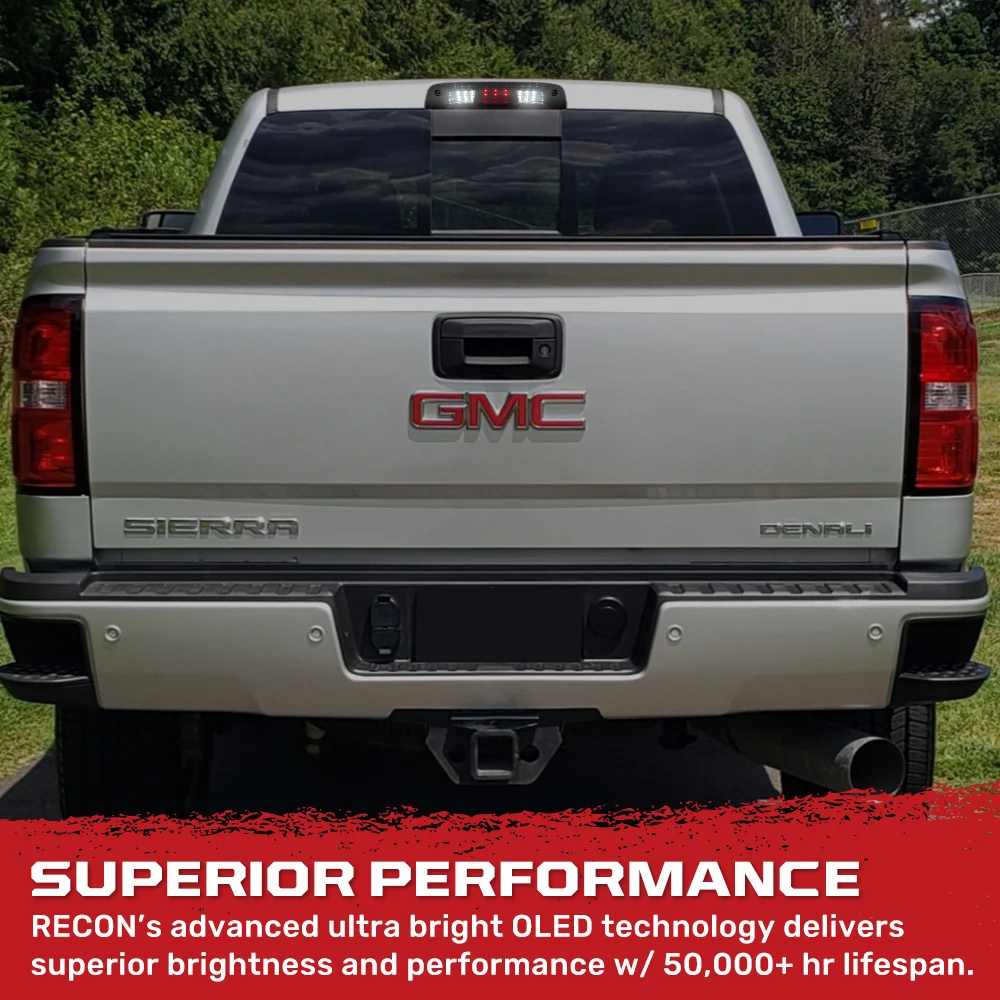 GMC Sierra & Chevy Silverado 3rd GEN 1500 14-18 Red LED 3rd Brake Light Kit with White LED Cargo Lights with Smoked Lens - Image 5