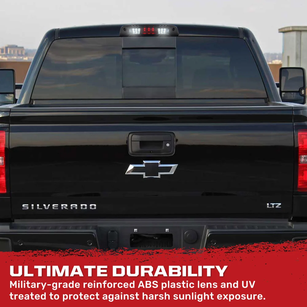 GMC Sierra & Chevy Silverado 3rd GEN 1500 14-18 Red LED 3rd Brake Light Kit with White LED Cargo Lights with Smoked Lens - Image 6
