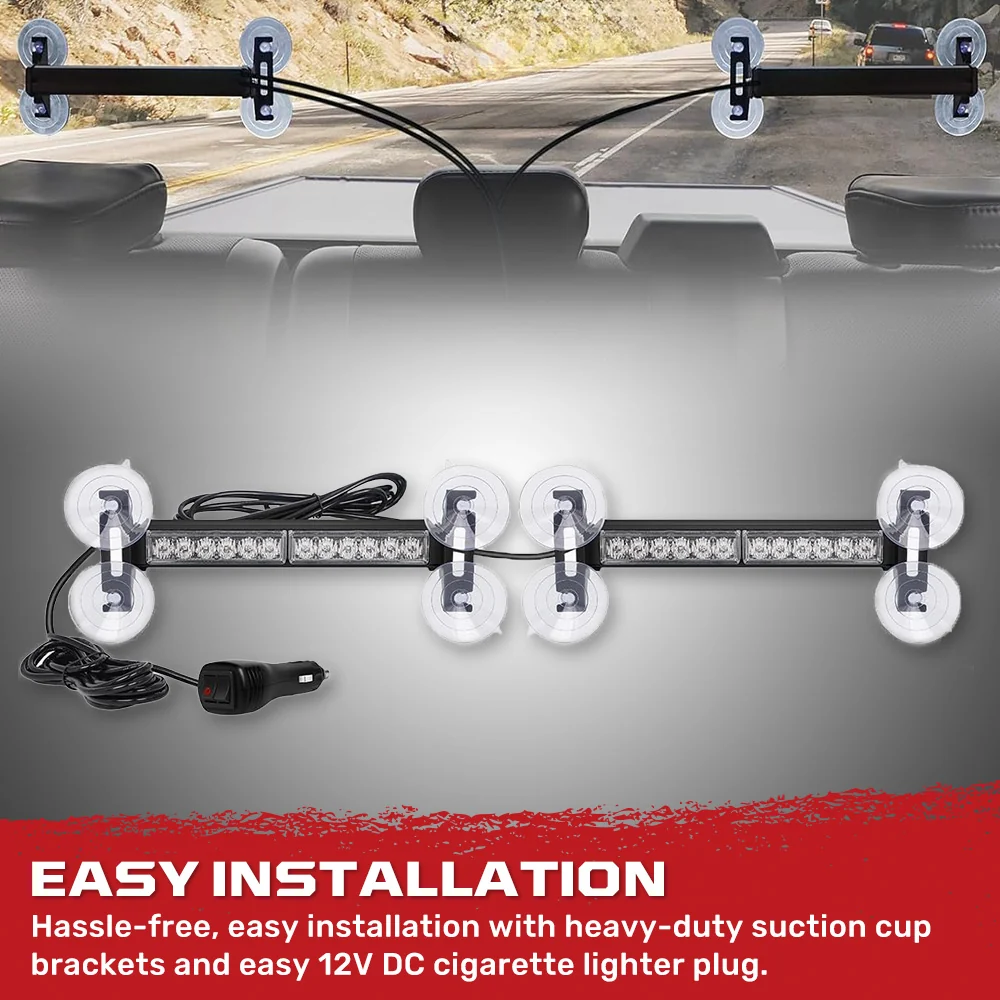 Interior Rear Window 2-PC LED Strobe/Flashing Light Bars - Suction Cup Installation A/C Adapter Plug & Play with 20 Lighting Function - Multiple Colors - Image 35
