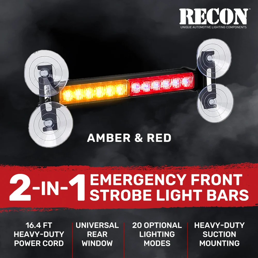 Interior Rear Window 2-PC LED Strobe/Flashing Light Bars - Suction Cup Installation A/C Adapter Plug & Play with 20 Lighting Function - Multiple Colors - Image 44